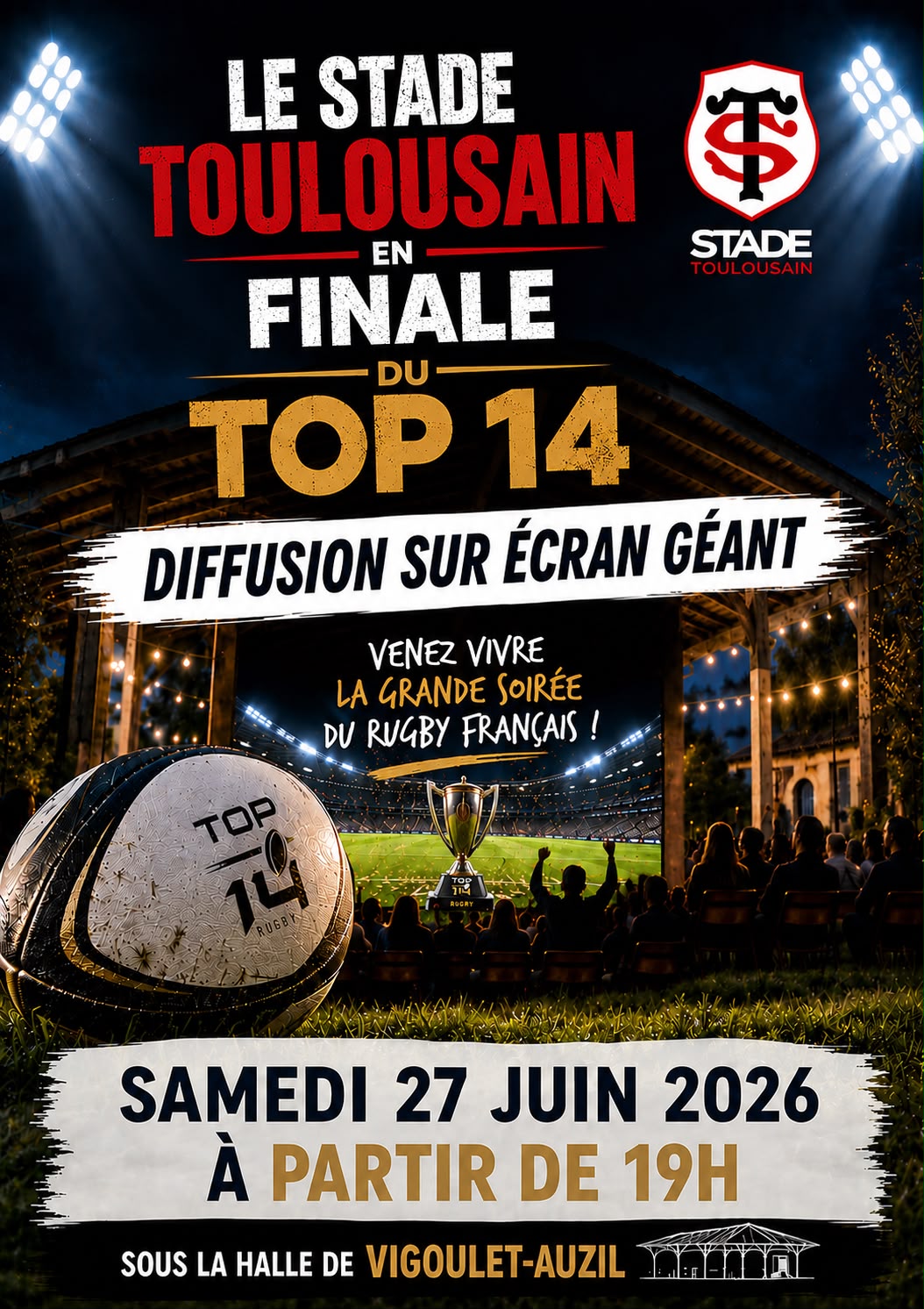 Finale TOP 14 vendredi 27 juin sur grand écran